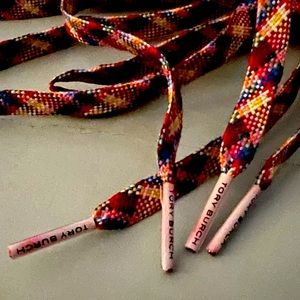 HTF NWT Tory Burch Howell Court Novelty Laces rainbow plaid multi color
